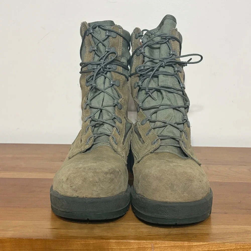 Wellco Air Force HW Sage Green Suede Combat Boots Men 12.5W ASTM F2413-05 Vibram